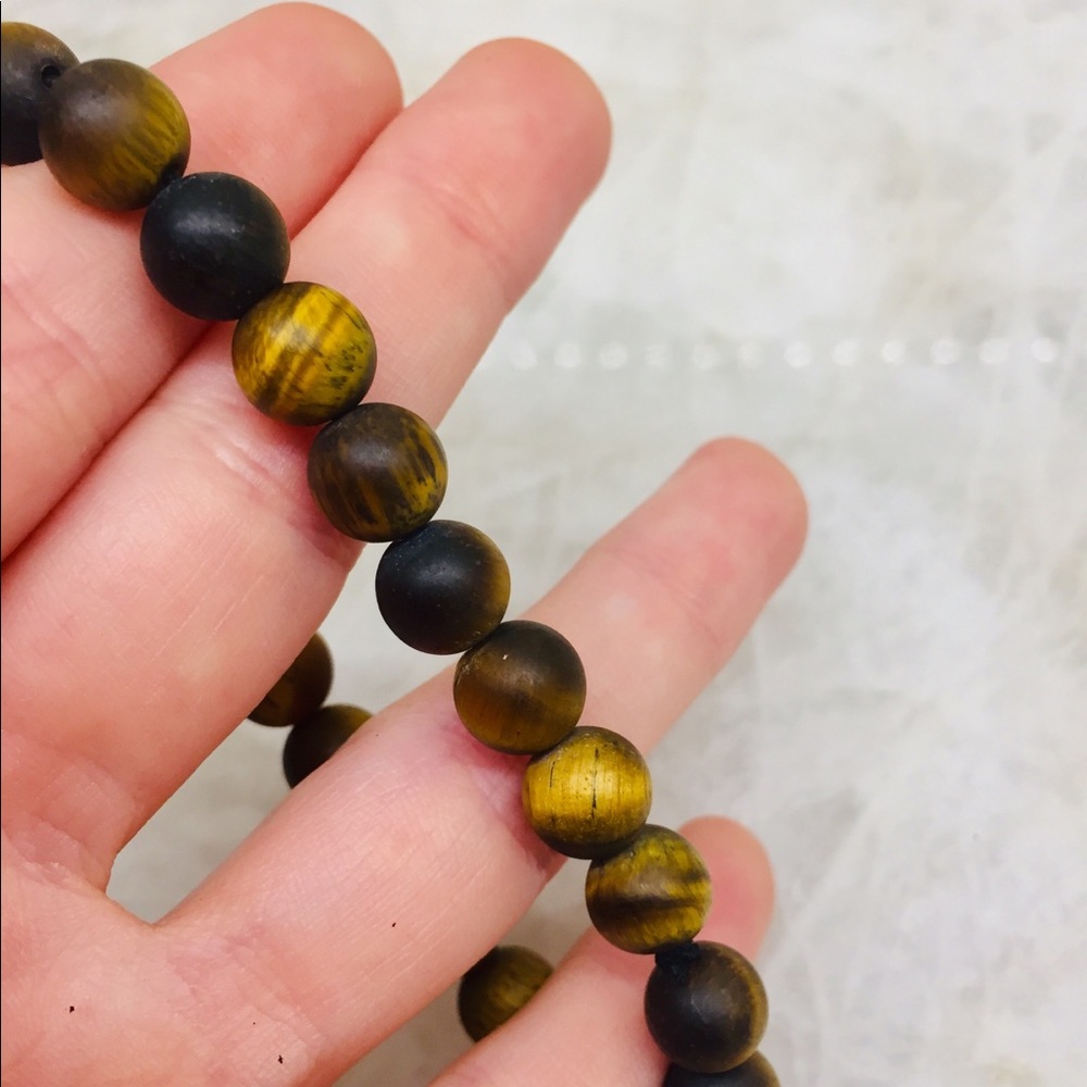 Tiger Eye Healing Bracelet Raw Stone Beads Matte - Picture 1 of 6